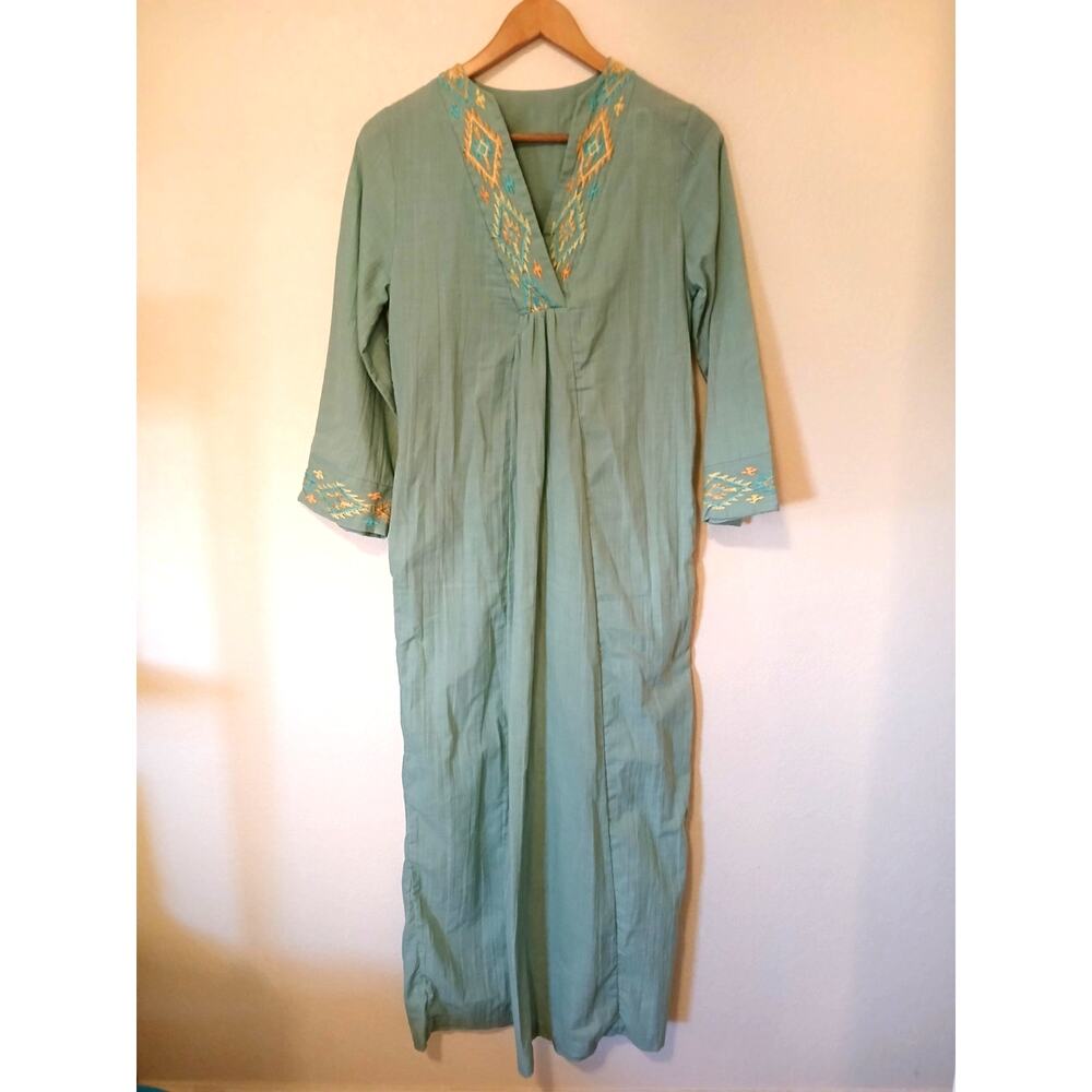 Vintage JCPenney Loungewear House Dress Southwest Embroidered Pockets